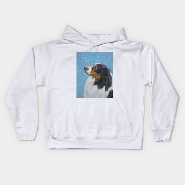 Australian Shepherd Fine Art Painting Kids Hoodie by LASHEPARD